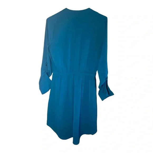 Apt 9 Teal Dress Size S Lightweight Mid Length Work Casual Drawstring Zip - Picture 3 of 4